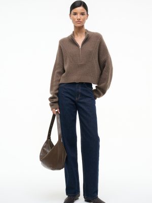 CASHMERE CROPPED HAMPTON SWEATER | TRUFFLE