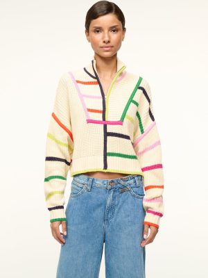 CROPPED HAMPTON SWEATER | CREAM RAINBOW MULTI