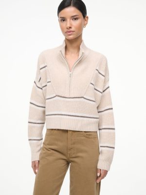 CASHMERE CROPPED HAMPTON SWEATER | WHISPER STRIPE