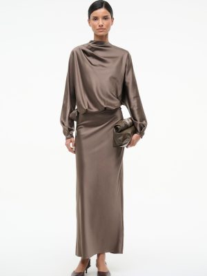 PHOEBE SILK DRESS | TRUFFLE