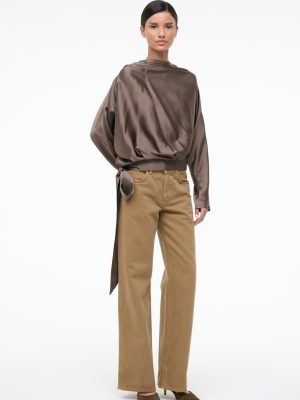 PHOEBE SILK TOP | TRUFFLE