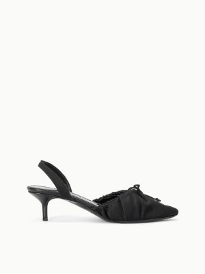 ALBA BALLET SLINGBACK | BLACK SATIN
