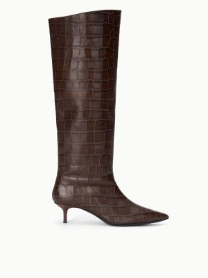 SEBASTIAN KITTEN HEEL BOOT | ESPRESSO CROCO