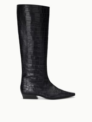 WALLY FLAT BOOT | BLACK CROCO